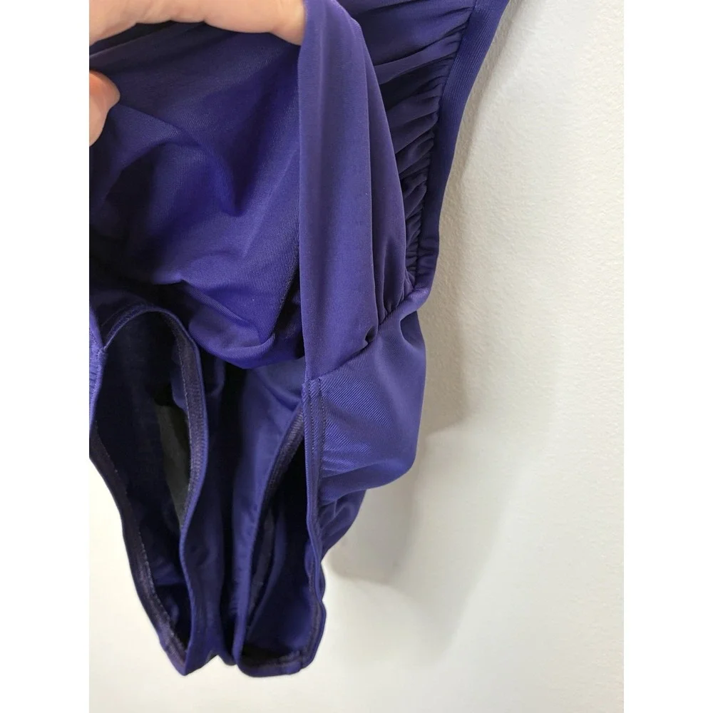 Miraclesuit Swimsuit Size 8 One Piece Purple Azule Ruched Slimming Sweetheart